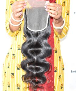 100% hermoso producto natural Kinky Indian Hair Closure Bodywave Raw Virgin Extensiones Sin procesamiento químico para la venta - Product Image 1