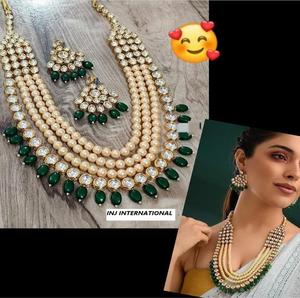 Luxury Traditional Fine Quality Long Kundan <b>Pearl</b> <b>Necklace</b> with <b>Gold</b> Plated Earrings for Weddings Parties Engagements Gift - Product Image 1