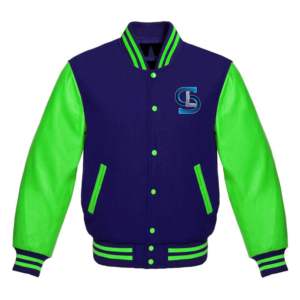 Veste universitaire avec logo personnalisé, manches en cuir, broderie, noir, couple, collège, baseball, hommes, veste Letterman - Product Image 1