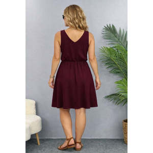 Vestido Mini de Viscosa con Cuello en V y Tirantes Elegantes para Mujer, de Jane's, con Cintura Fruncida, de Doble Hilo, para Uso Diario Informal de Verano - Product Image 3