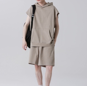 Winter <b>Sleeveless</b> 100% Cotton French Terry <b>Hoodie</b> Drop Shoulder DTG Printing Zipper Solid Front Quick Dry Breathable High - Product Image 2