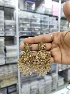 Boucles d'oreilles en cristal d'ombre, bijoux indiens, boucles d'oreilles d'ombre pour les occasions et les mariages - Product Image 3