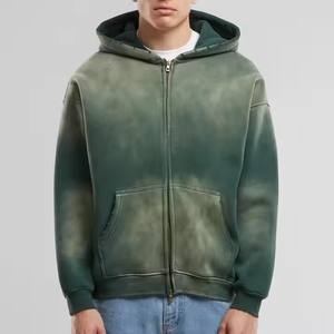 Pull-over à capuche zippé pour hommes, sweat à capuche avec fermeture éclair, coupe carrée, mode streetwear - Product Image 1