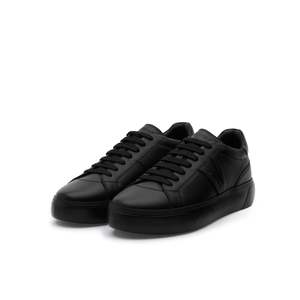 Zapatillas Chunky Brad Black con Parte Superior de Cuero Genuino y Logotipo Bordado, Hechas en Italia - Product Image 2