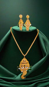 ชุดต่างหูสร้อยคอขายส่งพร้อม22Ct ชุดต่างหูสร้อยคอดีไซน์รูปช้างชุบทองสำหรับผู้หญิงเครื่องประดับ - Product Image 3