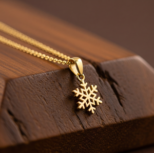 สร้อยคอเงินสเตอร์ลิง925มินิมัลลิสต์สำหรับทุกเพศ14K ทองจี้เกล็ดหิมะขายดีทุกวันของขวัญโซ่ชั้นดี - Product Image 2
