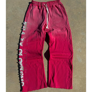 Ensemble survêtement personnalisé de haute qualité pour homme, pantalon de survêtement évasé et sweat à capuche, ensemble en coton, sweat à capuche zippé avec strass - Product Image 4