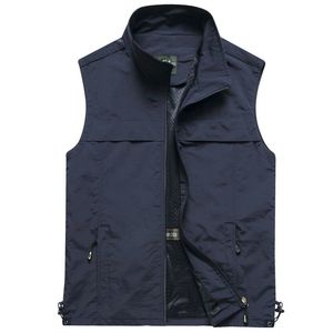 Gilet sans manches à col montant pour hommes, veste de pêche en plein air pour le printemps, l'été avec doublure en maille, logo personnalisé - Product Image 3