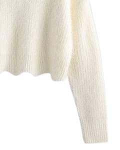 Manufacturer Custom <b>Womens</b> <b>White</b> Knit Cropped Sweater Long Sleeve Soft Winter Pullover Casual Fashion Top <b>For</b> <b>Women</b> Autumn Wear - Product Image 6