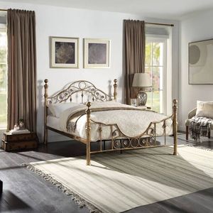 Cadre de lit en laiton massif artisanal de style antique avec tête de lit et pied de lit pour une décoration de chambre à coucher vintage de luxe - Product Image 3
