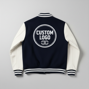 Chaqueta Universitaria Unisex Vintage Personalizada con Cuerpo de Lana, Mangas de Satén, Cierre de Cremallera, Diseño Invernal Transpirable y Resistente al Viento Ecológico - Product Image 2