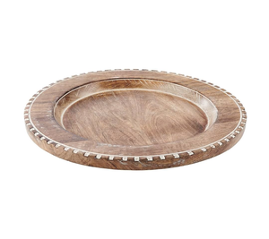 Placa de cargador de madera para platos de sándwich, postre de aperitivos, placa de cargador de aperitivos redonda de madera de grado alimenticio fácil - Product Image 4