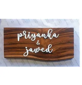 Wood Nameplate Personalized home Wedge Name Plate - Custom Engraved Business Gifts (Bamboo Wood)
