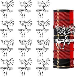 Luxe noël renne serviette anneau argent métal décoration de Table mariages fêtes de noël Thanksgiving dîners papier bois - Product Image 5