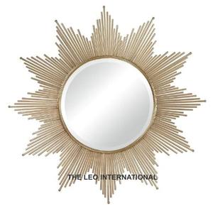 กระจกติดผนังกระจกโลหะทรงกลมสีเงินสไตล์โมเดิร์นจากอินเดียตกแต่งบ้านแบบแฮนด์เมดสุดหรู - Product Image 3