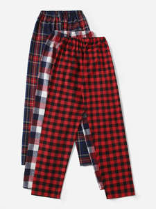 Vente en gros de pyjamas pour enfants et adultes pantalons longs d'hiver pour garçons vêtements de nuit pantalons pyjamas à carreaux en flanelle pantalons pour hommes - Product Image 2