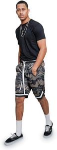 Nouveau short en maille de basket-ball noir de 5 pouces tissu en coton écologique lourd personnalisé motif solide de style de rue - Product Image 3