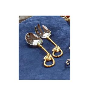 Ensemble de 2 serveurs à salade en acier moderne, service de salade en laiton de qualité supérieure avec taille personnalisée Offre Spéciale - Product Image 4