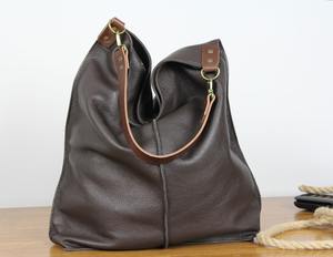 Sac fourre-tout vintage en cuir véritable pour femme, à bandoulière ouverte, cadeau de la Saint-Valentin LHB-0010 - Product Image 1