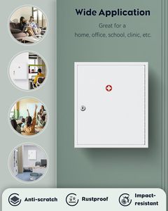 Gabinete de primeros auxilios de acero inoxidable con cerradura para el hogar, apartamento, oficina, taller y seguridad comercial - Product Image 4