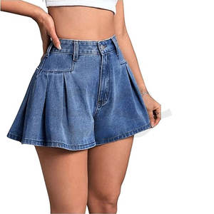 กางเกงยีนส์ขาสั้นเอวกลางทรงหลวมแต่งระบายชายกางเกงสำหรับผู้หญิง ดีไซน์ทันสมัย มีกระเป๋าใช้งานได้จริง สวมใส่สบาย เหมาะกับชุดฤดูร้อน สีวินเทจ - Product Image 1