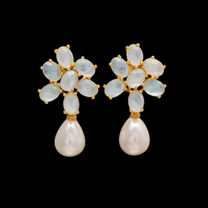 Pendientes de plata de ley 925 con forma de pera ovalada, Gema doble de perla, novedad - Product Image 1