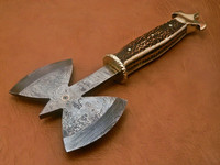 El yapımı şam çelik Tomahawk balta Stag boynuz ahşap kolu Viking HT Hatchet açık kamp için el dövme endüstriyel aracı