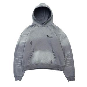 Nouveau design en détresse recadrée poids lourd automne coton 400 Gsm Boxy Fit Style surdimensionné Logo personnalisé hommes sweats à capuche lavés à l'acide - Product Image 1