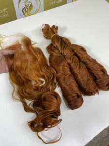 Super Double Extensions de cheveux Remy vietnamiens de haute qualité 100% Bouncy Curl Bundles de cheveux bouclés bruts - Product Image 3