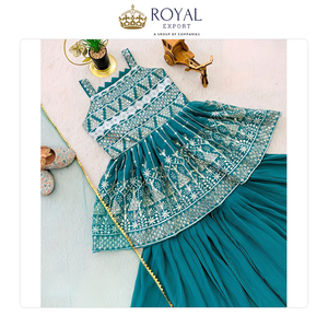 Bas prix de marché dernière vente style les plus vendus vêtements indiens pour enfants en fausse georgette lourde avec broderie travail Salwar costume - Product Image 2