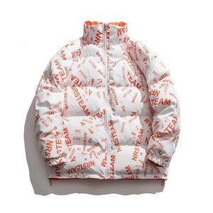 Wholesale Winter Breathable <b>Canvas</b> Puffer <b>Jacket</b> Custom Logo Print Stand Collar Casual Outdoor Women Men OEM Service Available - Product Image 2
