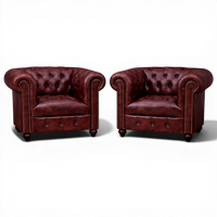 Ensemble de canapés Chesterfield en cuir de buffle AKKU ART EXPORTS |   Fauteuil vintage 1 place pour appartement, villa, salon |