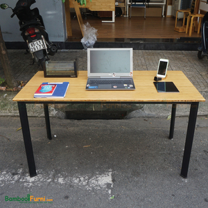 BFOB005-โต๊ะไม้ไผ่ทรงวงรีดีไซน์เรียบง่าย 140x70 ซม. พร้อมขาเหล็กประกอบสำเร็จ - Product Image 2