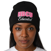 Topi Beanie Anti Air untuk Kulit Hitam, Berbahan Akrilik Chenille dengan Bordir, Motif Persaudaraan Wanita Yunani Divine Nine, Desain Khusus, Fashion Pantai
