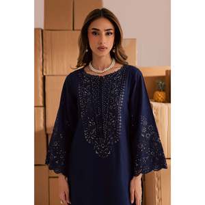 Bic-245 Batik-2Piece Lawn <b>Sequin</b> & Chikan Embroidered <b>Top</b> & Trouser with Neckline Embroidery <b>Sequin</b> Embroidered - Product Image 3