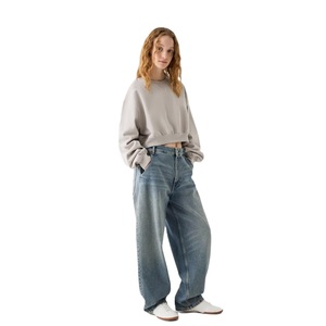 Long <b>Sleeve</b> <b>Short</b> Length Winter Crop Top Women's Casual Eco-Friendly 100% Cotton Soft Warm Drop Shoulder Pullover <b>Sweatshirt</b> - Product Image 2