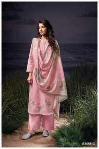 ผ้าคอตตอนพิมพ์ลายปักสไตล์ซาลวาร์ Kameez แคตตาล็อกแบบเต็มสำหรับงานปาร์ตี้ - Product Image 2