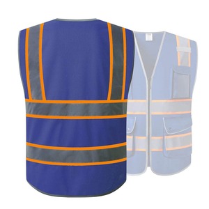Gilet de sécurité réfléchissant haute visibilité pour la construction et la conduite routière, certifié CE, coupe-vent, en coton/nylon/polyester - Product Image 6