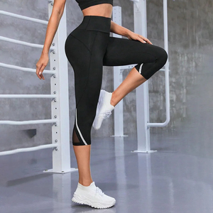 Pantalones de Yoga de cintura alta de malla, mallas Capri para mujer, mallas Capri de entrenamiento con Control de barriga para mujer, mallas de tendencia 2024 - Product Image 4