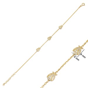 Pulsera de Plata de Ley 925 con Diseño de Mariquita y Circonita, Amuleto de Animal, Hecha a Mano en Turquía, Venta al por Mayor - Product Image 3