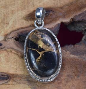 Pendentif en argent sterling turquoise cuivre noir, pierre précieuse ovale, bijoux faits à la main, collier en pierre naturelle, cadeau pour elle - Product Image 6