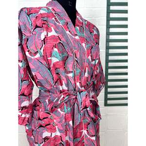 Kimono Boho de Algodón para Mujer, Cárdigan Ligero con Estampados Indios y de Mariposas Florales Hechos a Mano, Ideal para Vacaciones en la Playa - Product Image 4