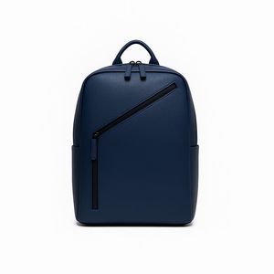 Premium Green Leather <b>Backpack</b> <b>with</b> Diagonal Zipper Slim Business and Laptop <b>Backpack</b> - Product Image 3