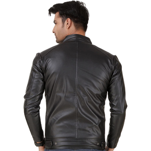 Chaqueta de hombre de cuero PU de alta calidad para primavera otoño personalizada cuello levantado sólido moda alta calidad buen diseño - Product Image 3