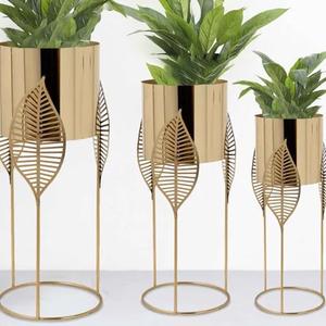 Jardinière en métal plaqué or de qualité design HHO Pots de fleurs ornements de jardin galvanisés décoratifs finition brillante personnalisée - Product Image 2