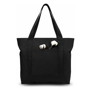 Sac fourre-tout en toile de coton de grande capacité avec logo personnalisé, forme de cadre, fermeture ouverte et bandoulière - Product Image 1