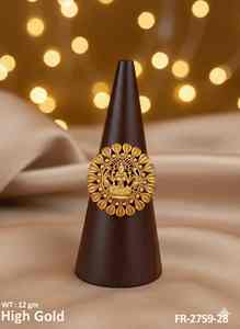 Bagues de doigt en or de luxe, fabriquées à la main, bijoux ethniques indiens, élégantes bagues traditionnelles pour les mariages et les festivals - Product Image 2