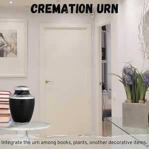 Urna de cremación de aluminio hecha a mano de plata de ónix para adultos seguro duradero funeral recuerdo de cenizas conmemorativas tamaño personalizado - Product Image 2