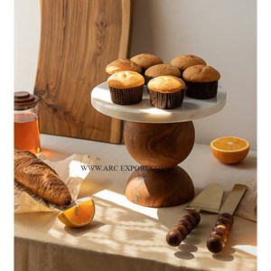 Events Party Ware Table Decorative <b>Cupcake</b> Display <b>Stand</b> Made Of Wood and Marble Kitchen Ware Cake <b>Stand</b> At Attractive Price - Product Image 1