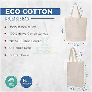 Eco Cotton <b>Tote</b> Bag Open <b>Zipper</b> Closure Personalized Custom Design Reusable Shopping Bag for Birthdays Weddings Embroidery - Product Image 2